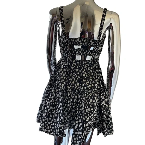 ASOS Floral Backless Layered Flared Dress Sz 2 - Picture 5 of 6